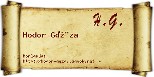 Hodor Géza névjegykártya